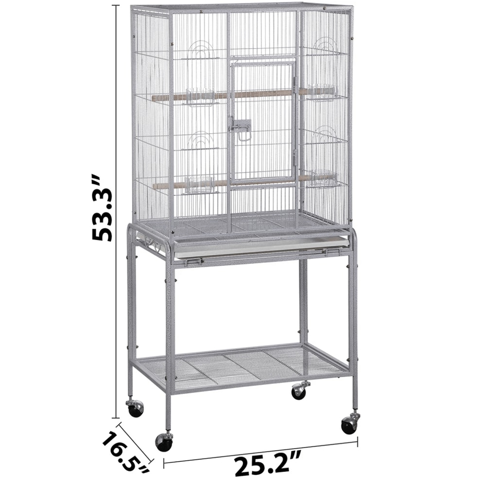 Parrot Flight Cage Parakeet Bird Cage For Cockatiels Rolling Stand White 10