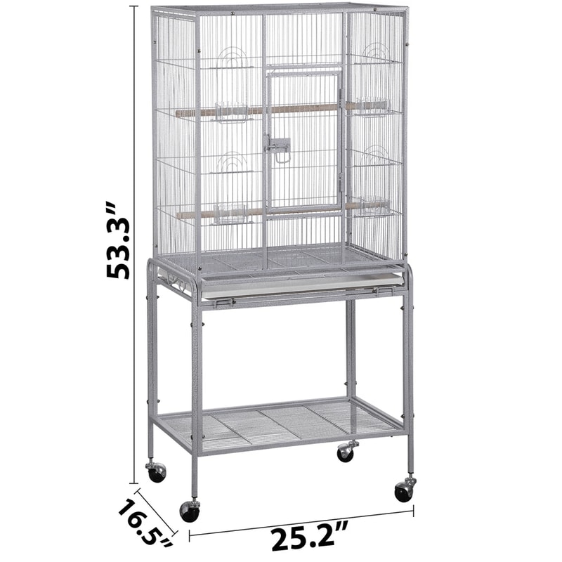 Parrot Flight Cage Parakeet Bird Cage For Cockatiels Rolling Stand White 10