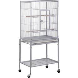 parrot flight cage, parakeet bird cage for cockatiels, rolling stand white