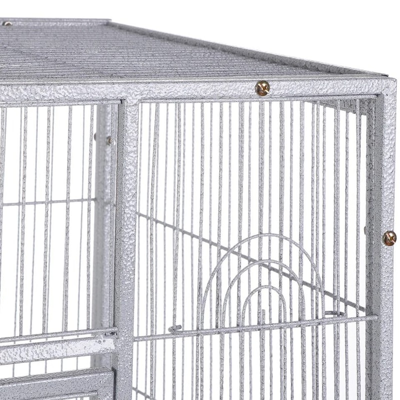 Parrot Flight Cage Parakeet Bird Cage For Cockatiels Rolling Stand White 5