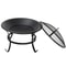 Outdoor Wood Burning Portable Fire Pit BBQ Grill Firepit Metal Bowl With Poker For Outdoor Fun And 11