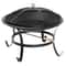 Outdoor Wood Burning Portable Fire Pit BBQ Grill Firepit Metal Bowl With Poker For Outdoor Fun And 2