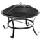 Outdoor Wood Burning Portable Fire Pit BBQ Grill Firepit Metal Bowl With Poker For Outdoor Fun And 2
