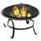Outdoor Wood Burning Portable Fire Pit BBQ Grill Firepit Metal Bowl With Poker For Outdoor Fun And 0