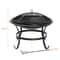 Outdoor Wood Burning Portable Fire Pit BBQ Grill Firepit Metal Bowl With Poker For Outdoor Fun And 4