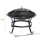 Outdoor Wood Burning Portable Fire Pit BBQ Grill Firepit Metal Bowl With Poker For Outdoor Fun And 4