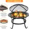 Outdoor Wood Burning Portable Fire Pit BBQ Grill Firepit Metal Bowl With Poker For Outdoor Fun And 5