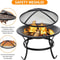 Outdoor Wood Burning Portable Fire Pit BBQ Grill Firepit Metal Bowl With Poker For Outdoor Fun And 5