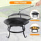 Outdoor Wood Burning Portable Fire Pit BBQ Grill Firepit Metal Bowl With Poker For Outdoor Fun And 7