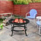 Outdoor Wood Burning Portable Fire Pit BBQ Grill Firepit Metal Bowl With Poker For Outdoor Fun And 8