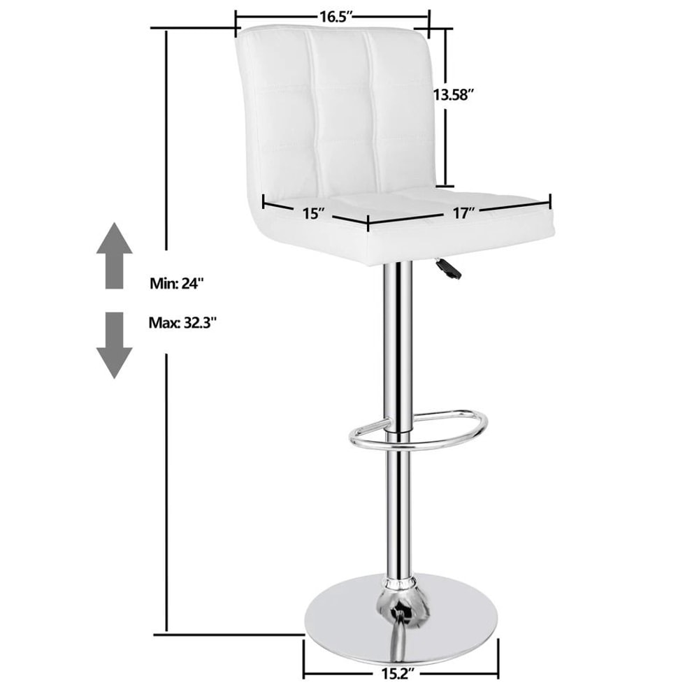 Adjustable Bar Stools With Backrest PU Leather Swivel Chairs White Comfortable Bar Seating For Kitc 2