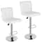 Adjustable Bar Stools With Backrest PU Leather Swivel Chairs White Comfortable Bar Seating For Kitc 4