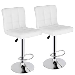adjustable bar stools with backrest, pu leather, swivel chairs, white, comfortable bar seating for kitchen and home bars