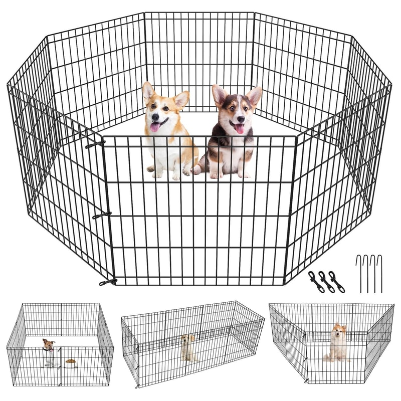 Exercise Puppy Pen Pet Dog Playpen Dog Fence For Small Animals DIY Expandable Panels Safe Durable 8