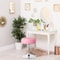 Pink Swivel Vanity Stool Adjustable PU Leather Makeup Chair Comfortable Ottoman For Bedroom Modern 3
