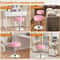 Pink Swivel Vanity Stool Adjustable PU Leather Makeup Chair Comfortable Ottoman For Bedroom Modern 6