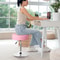 Pink Swivel Vanity Stool Adjustable PU Leather Makeup Chair Comfortable Ottoman For Bedroom Modern 1