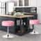 Pink Swivel Vanity Stool Adjustable PU Leather Makeup Chair Comfortable Ottoman For Bedroom Modern 9