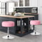 Pink Swivel Vanity Stool Adjustable PU Leather Makeup Chair Comfortable Ottoman For Bedroom Modern 9