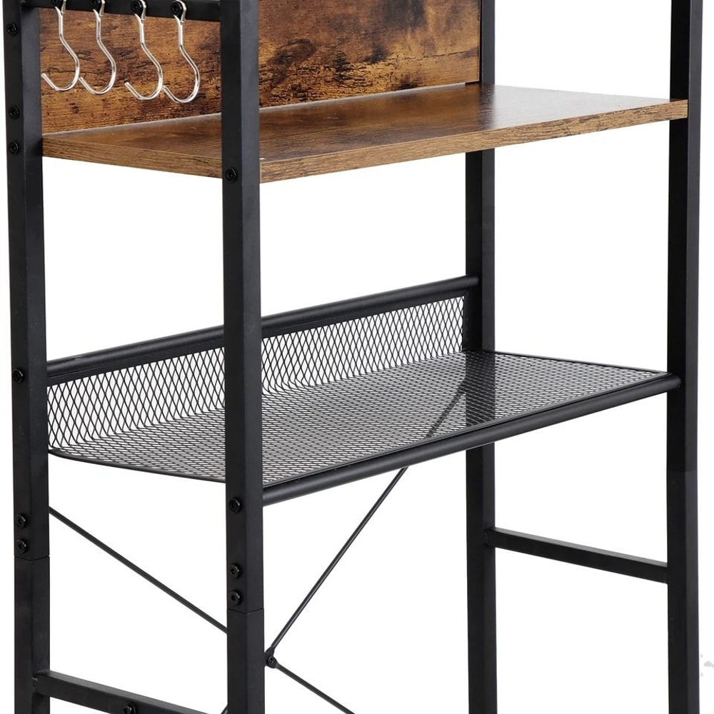 Wooden Bathroom Storage Tier Over The Toilet Organizer Sturdy MDF And Metal Frame Adjustable Feet 7