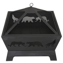 black portable fire pit, barrone burning fire bowl with accessories, durable courtyard fire pit for outdoor use