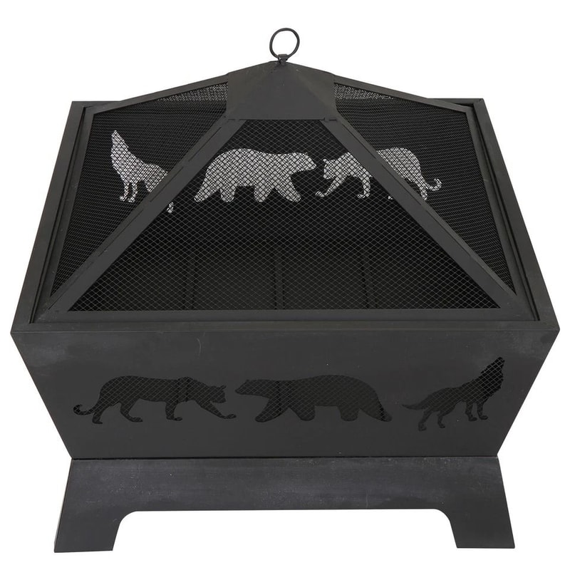 Black Portable Fire Pit Barrone Burning Fire Bowl With Accessories Durable Courtyard Fire Pit For O