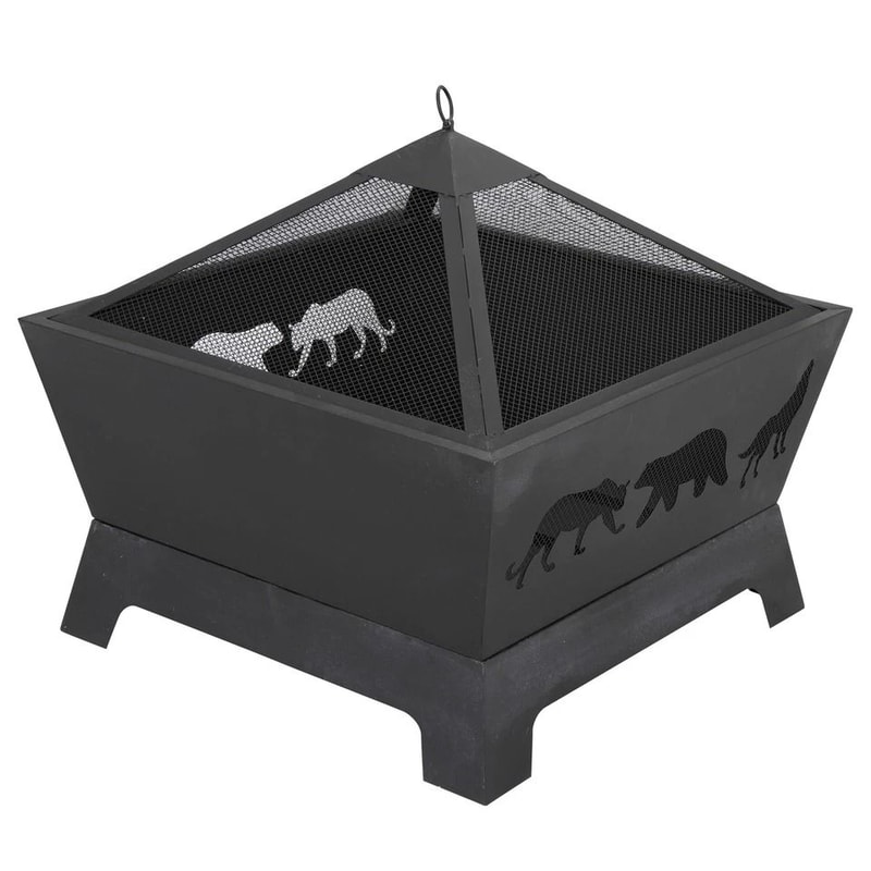 Black Portable Fire Pit Barrone Burning Fire Bowl With Accessories Durable Courtyard Fire Pit For O