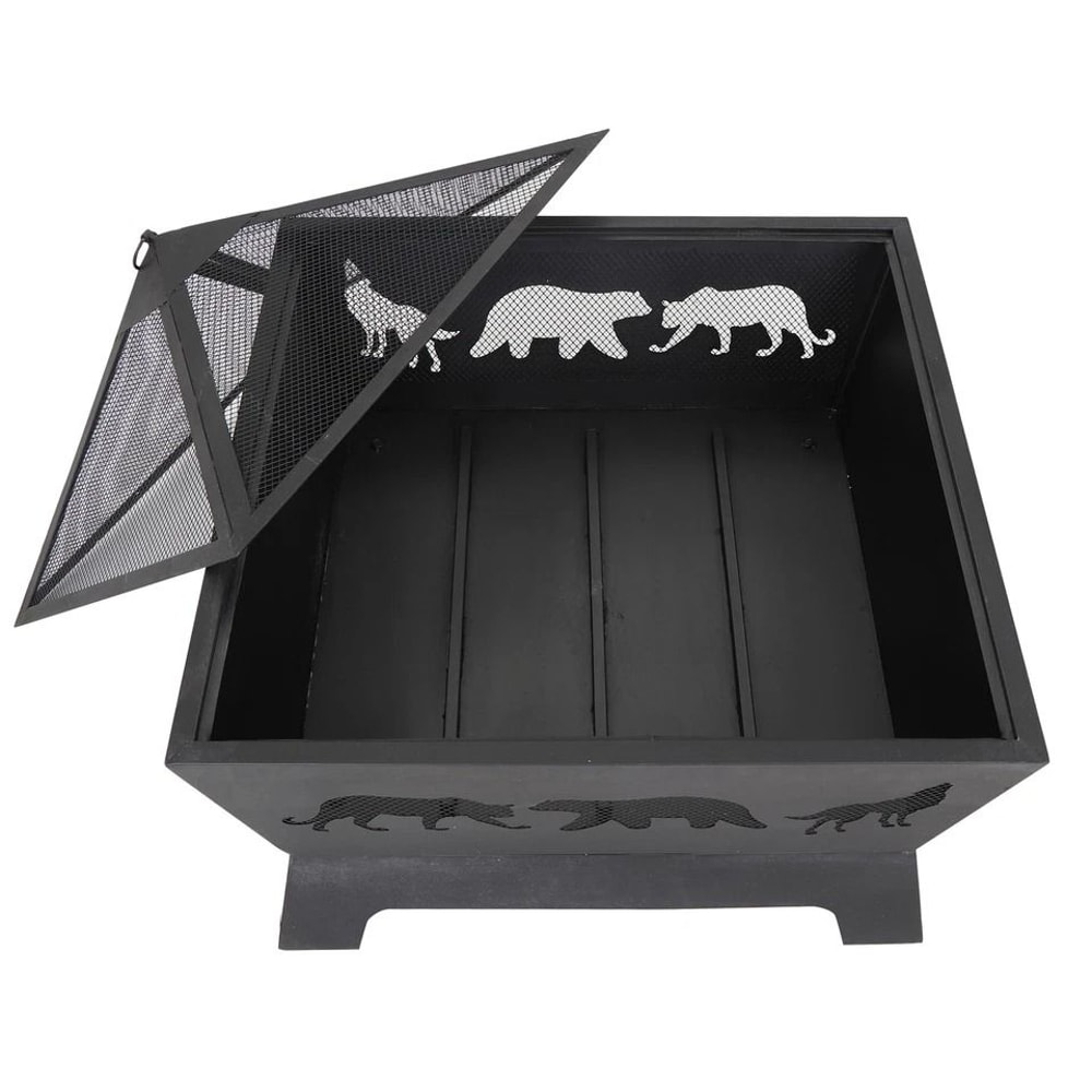 Black Portable Fire Pit Barrone Burning Fire Bowl With Accessories Durable Courtyard Fire Pit For O