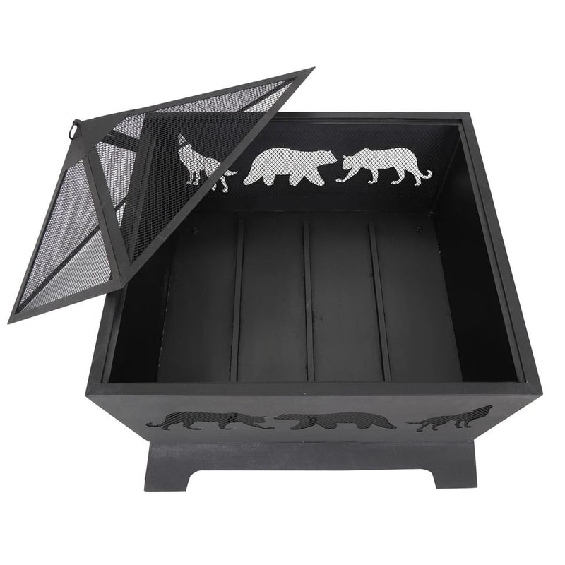 Black Portable Fire Pit Barrone Burning Fire Bowl With Accessories Durable Courtyard Fire Pit For O