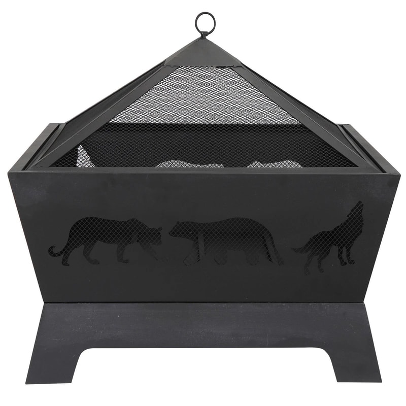 Black Portable Fire Pit Barrone Burning Fire Bowl With Accessories Durable Courtyard Fire Pit For O