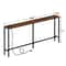 Rustic Brown Narrow Console Table Side Table With Charging Station Metal Frame Entryway Table With 3