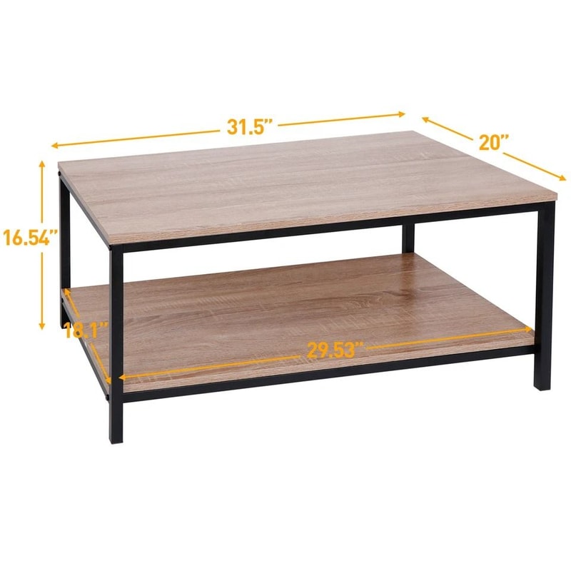 Modern Industrial Cocktail Table Tier Storage Shelf Sturdy Metal Frame Vintage Coffee Table For Liv 3
