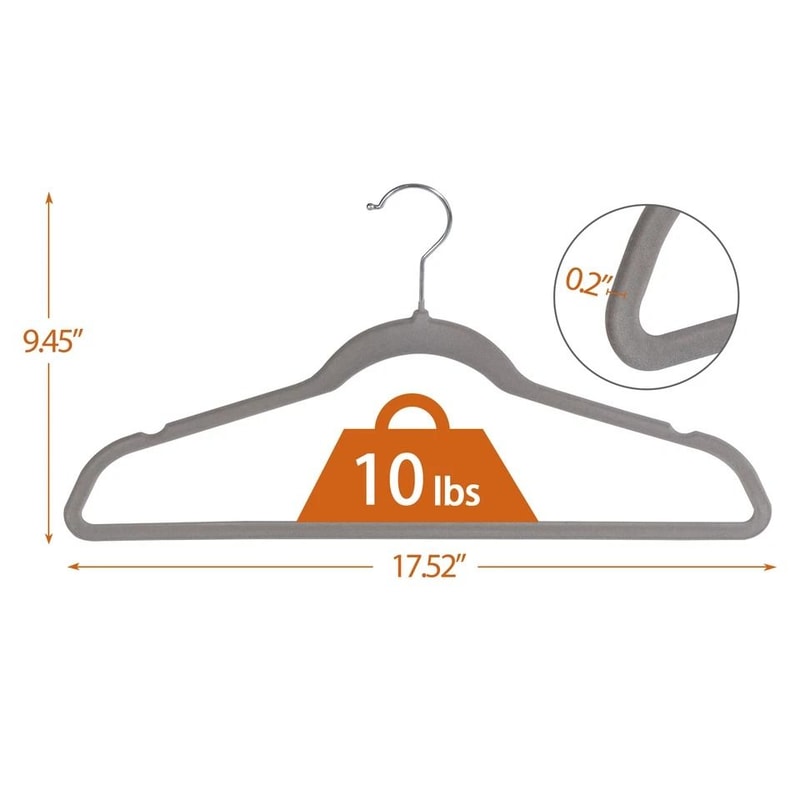 Premium Velvet Hangers NonSlip Clothes Hangers With Swivel Hook Grey Velvet Hangers For Closet Stor 3