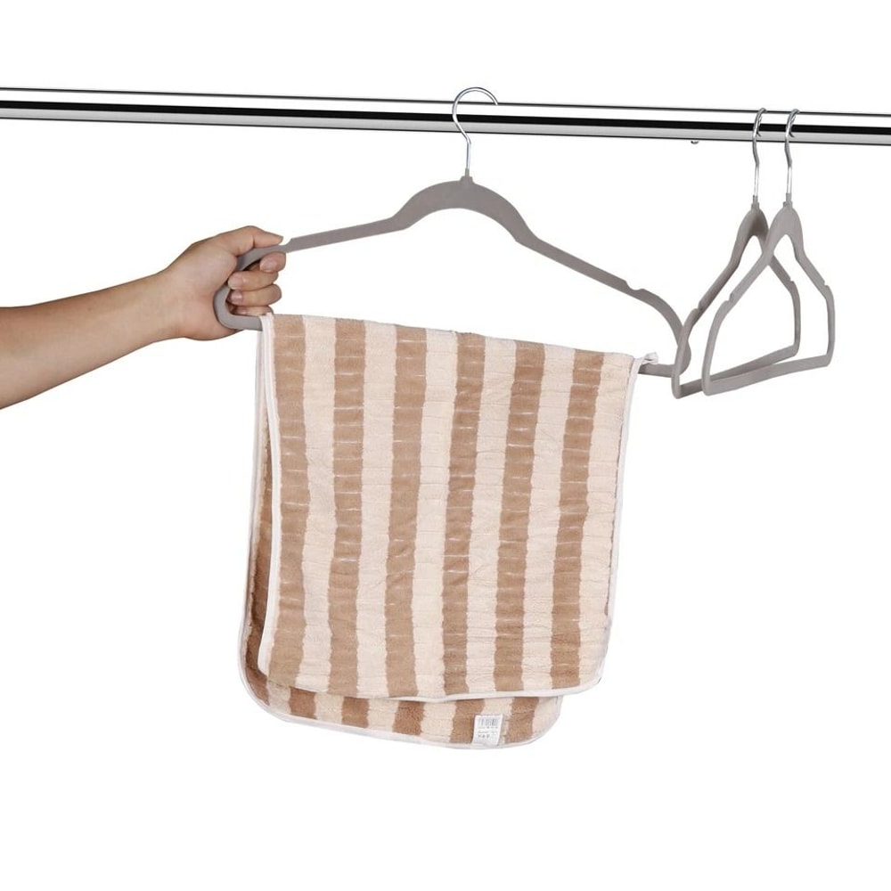 Premium Velvet Hangers NonSlip Clothes Hangers With Swivel Hook Grey Velvet Hangers For Closet Stor 6