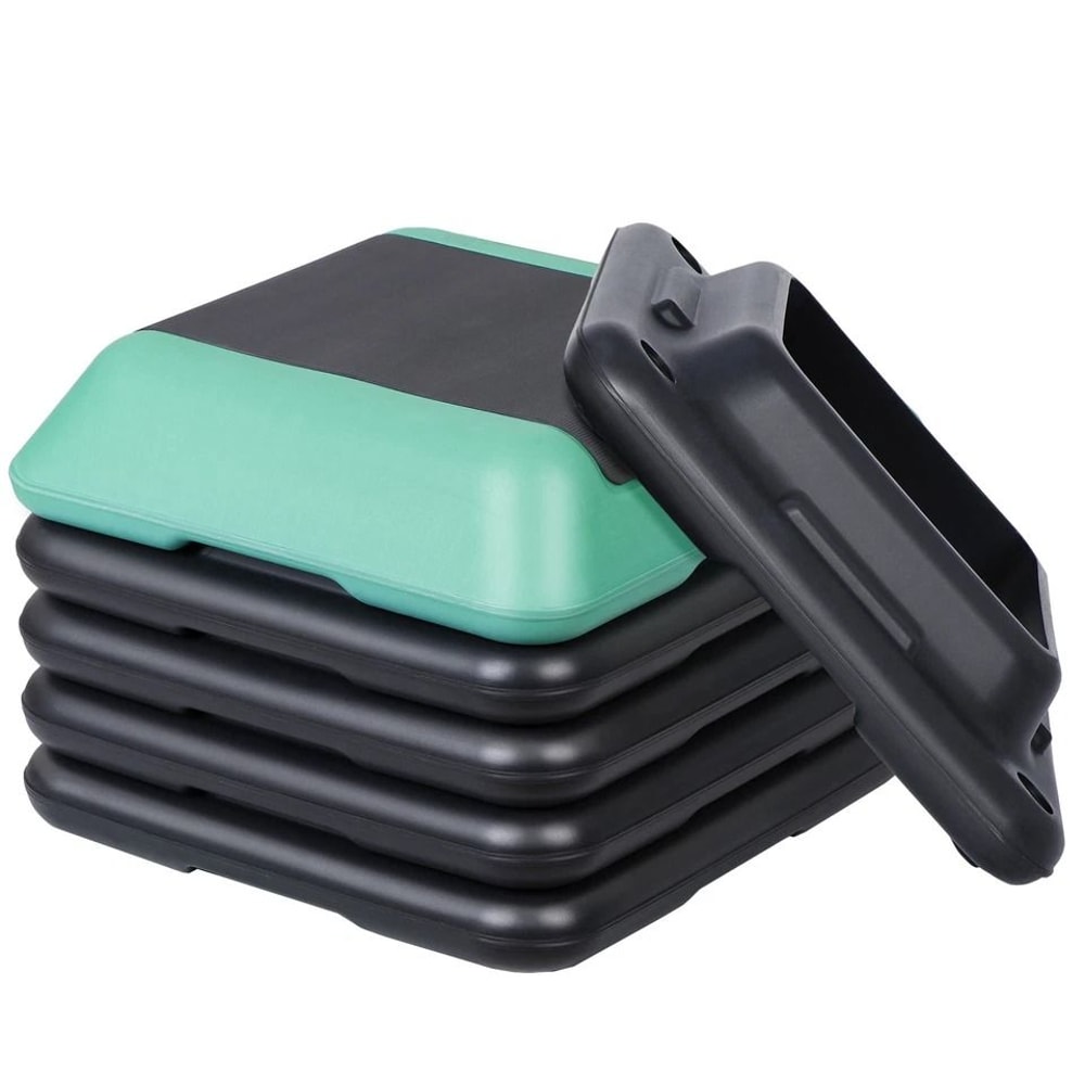 High Step Aerobic Platform Stepper Adjustable With Risers Perfect For Home Use GreenGray 2