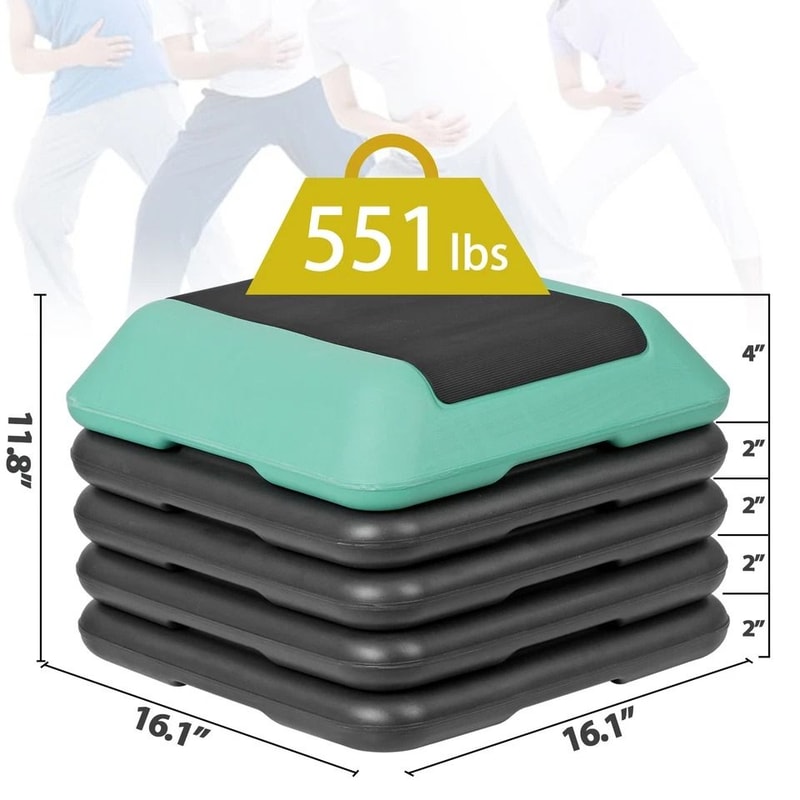 High Step Aerobic Platform Stepper Adjustable With Risers Perfect For Home Use GreenGray 11