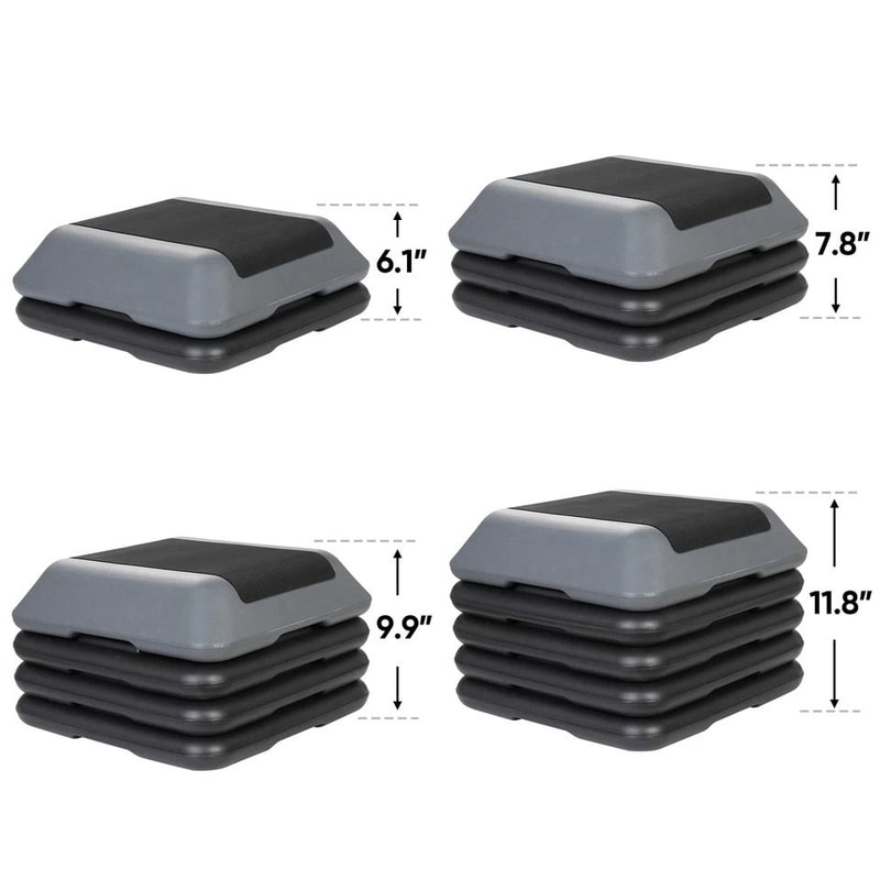High Step Aerobic Platform Stepper Adjustable With Risers Perfect For Home Use GreenGray 4
