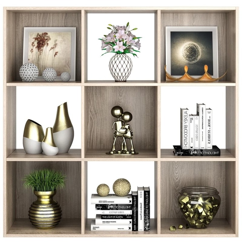 Wooden Bookshelf Display Cube Storage Organizer Removable Back Panels Oak Storage Solution 1