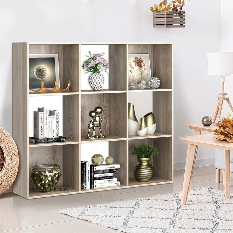 Wooden Bookshelf Display Cube Storage Organizer Removable Back Panels Oak Storage Solution 2