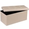 Beige Folding Storage Ottoman Bench Ottoman Foot Rest Comfortable Living Room Storage 0