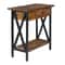 Side Table With Charging Station And BuiltIn Outlet Flip Top End Sofa Rustic Brown Design 4