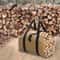 Firewood Carrier Wax Canvas Camp Logging Wood Bag For Fireplace Portable With Security Strap 0