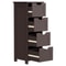 Freestanding Bathroom Floor Cabinet Brown Wood Side Organizer With 4 Spacious Drawers Durable MDF S