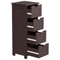 Freestanding Bathroom Floor Cabinet Brown Wood Side Organizer With 4 Spacious Drawers Durable MDF S