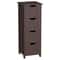 Freestanding Bathroom Floor Cabinet Brown Wood Side Organizer With 4 Spacious Drawers Durable MDF S