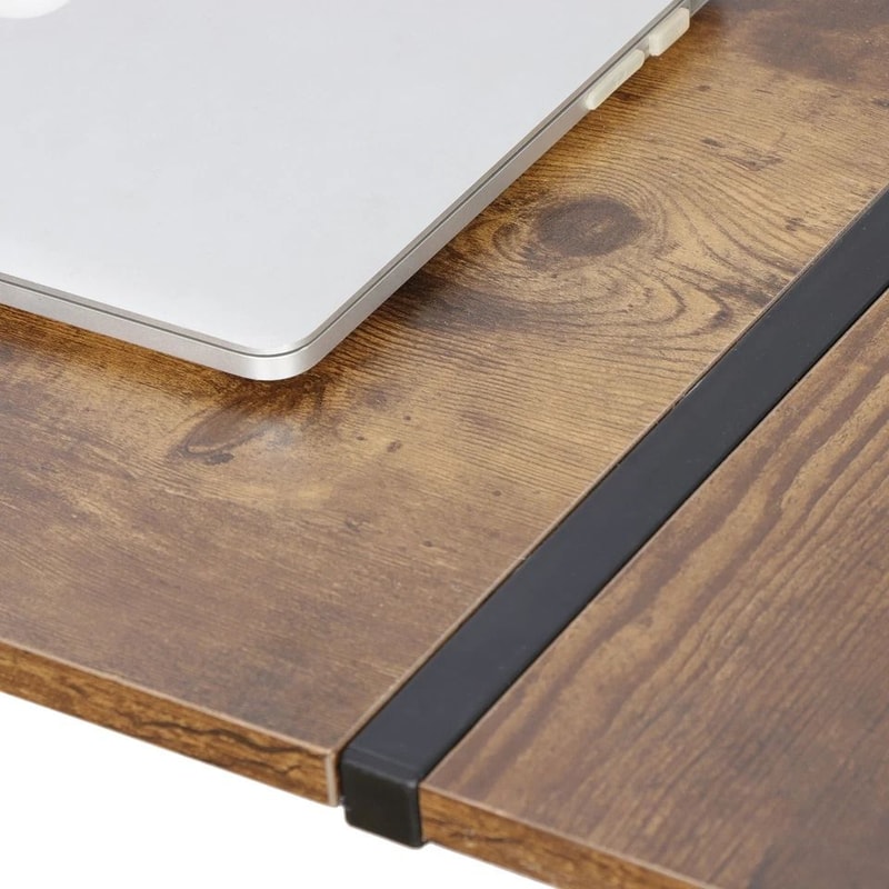 Brown L Shaped Desk Corner Computer Desk PC Laptop Table Spacious Workstation For Home Office 10