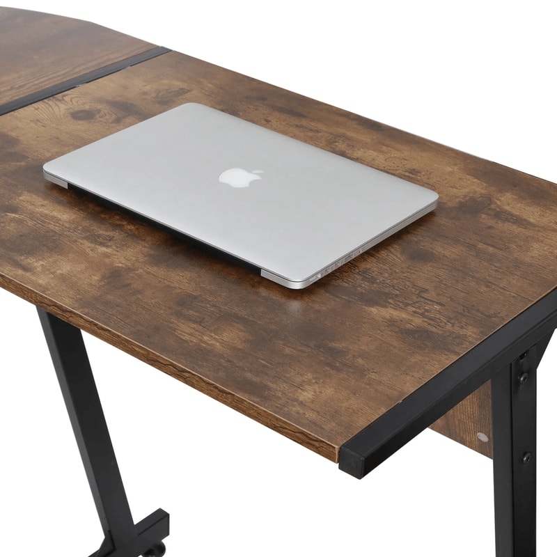 Brown L Shaped Desk Corner Computer Desk PC Laptop Table Spacious Workstation For Home Office 14