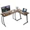Brown L Shaped Desk Corner Computer Desk PC Laptop Table Spacious Workstation For Home Office 0