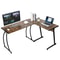 Brown L Shaped Desk Corner Computer Desk PC Laptop Table Spacious Workstation For Home Office 0