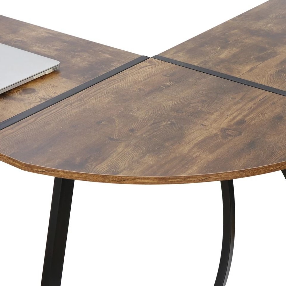 Brown L Shaped Desk Corner Computer Desk PC Laptop Table Spacious Workstation For Home Office 9